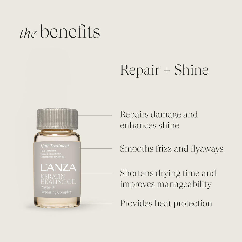 L'ANZA oil drops on palm showing lightweight texture and non-greasy finish