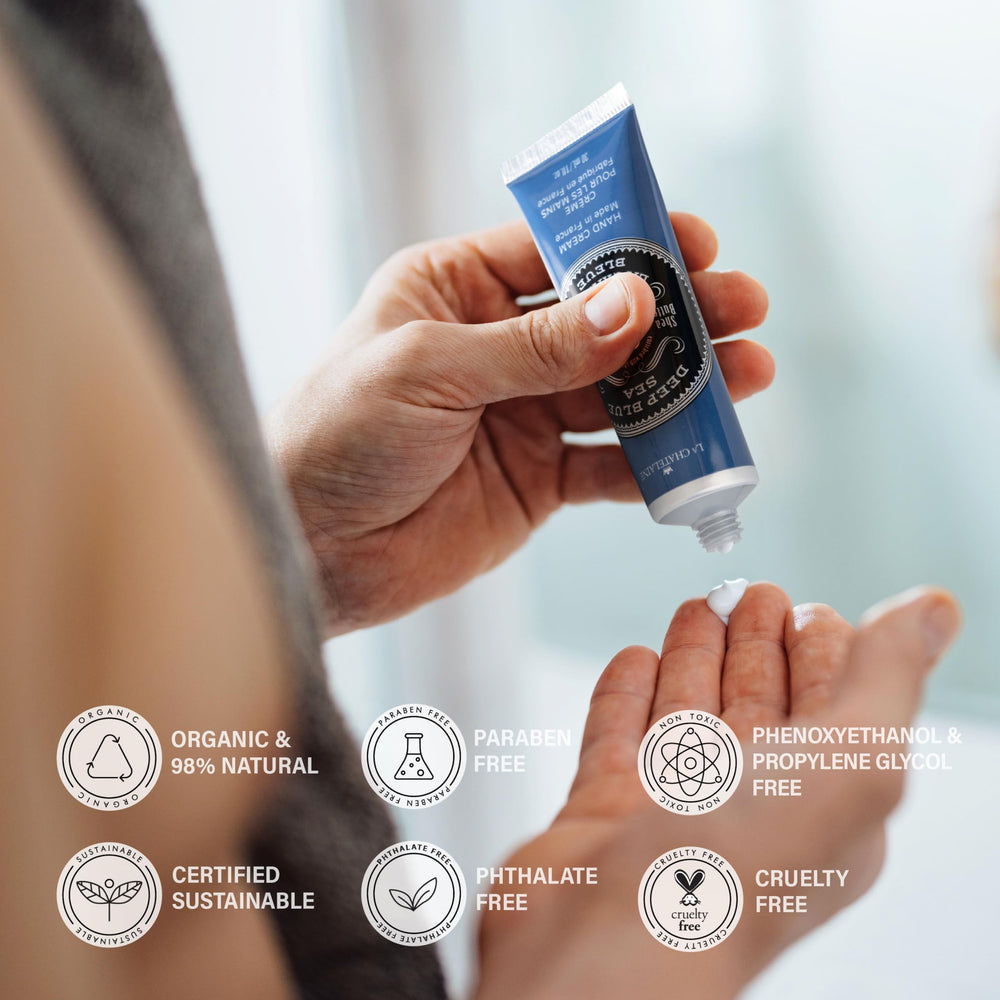 La Chatelaine being applied to hands for fast absorbing hydration benefit