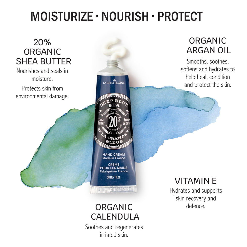 La Chatelaine cream texture close up highlighting rich 20% shea moisture