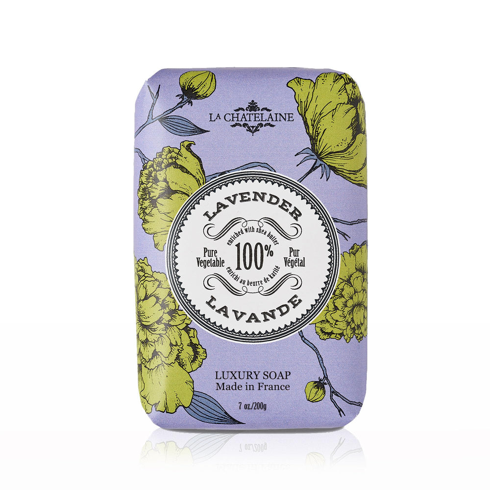 La Chatelaine front-wrapped 7 oz soap showcasing elegant packaging and gifting appeal