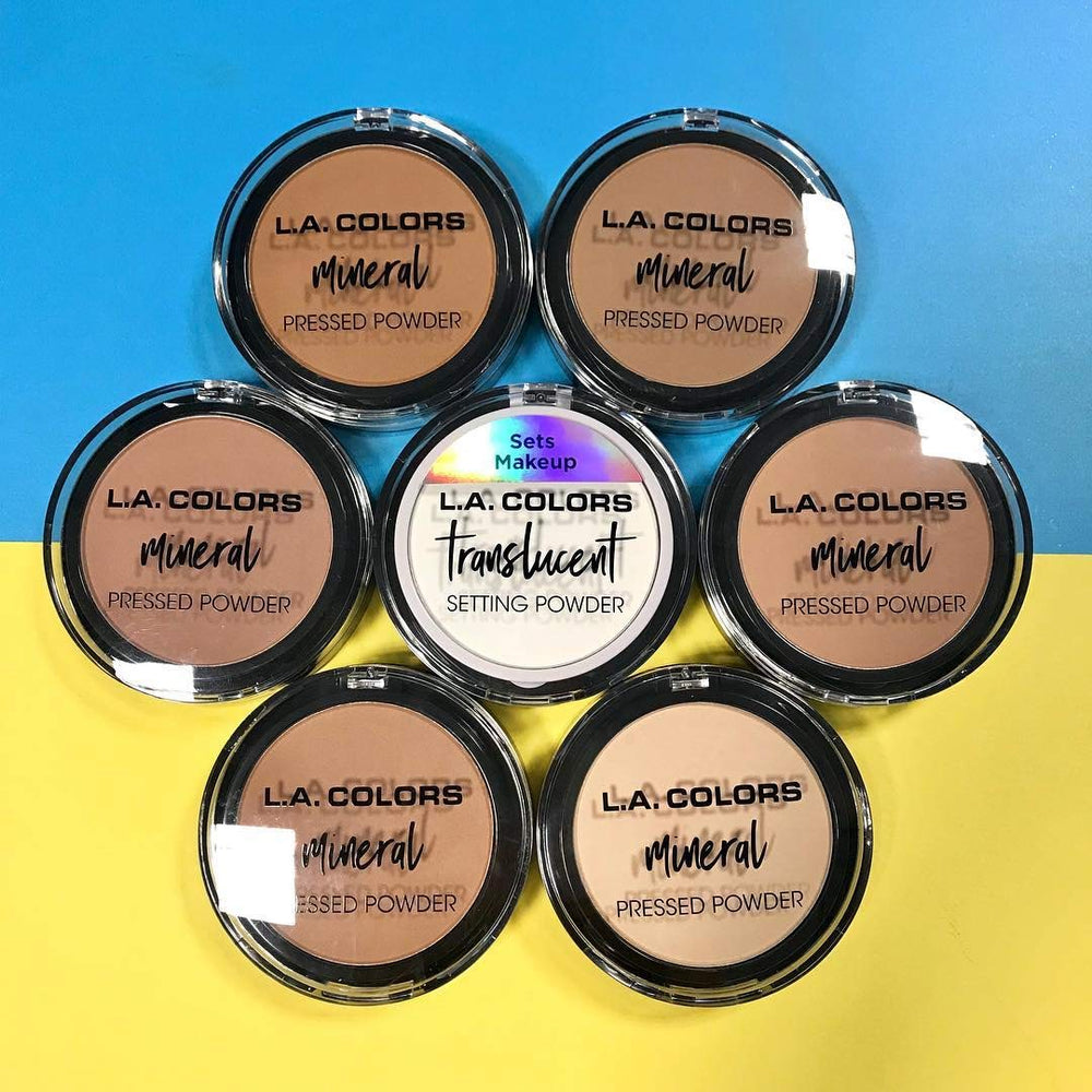 L.A. COLORS powder applied with puff for targeted coverage and oil control