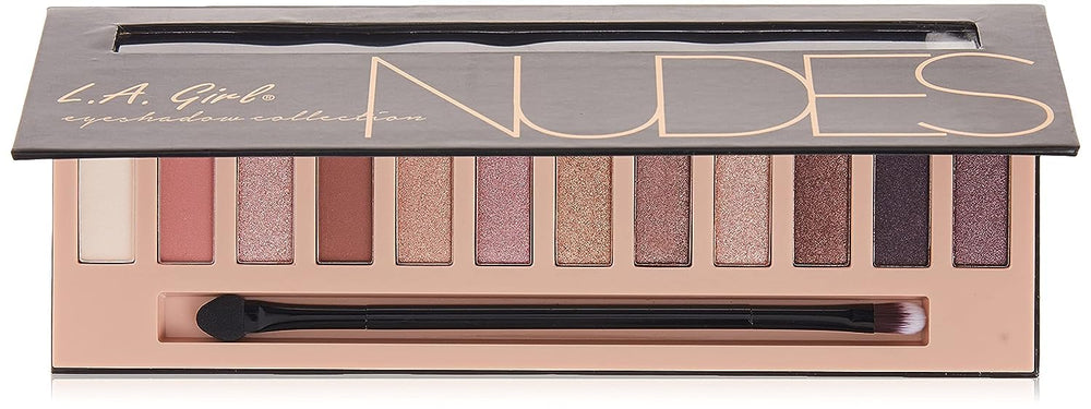 L.A. Girl palette on vanity styled with brushes for travel-ready convenience benefit