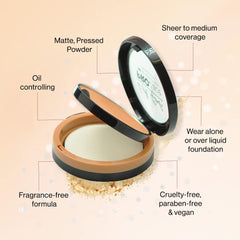 L.A. Girl close-up powder texture swatch showing fine, matte finish that controls oil