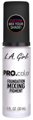 L.A. Girl white pigment bottle front showing compact professional design and easy use