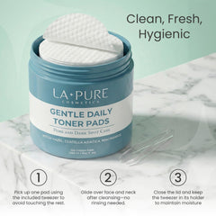 LA PURE pad on model's cheek refining texture and evening tone