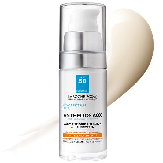 La Roche-Posay front packaging showing SPF 50 sunscreen and antioxidant benefits