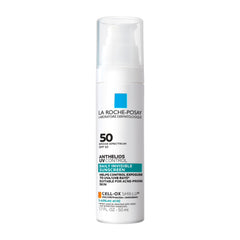 La Roche-Posay front packaging showing SPF 50 and acne-prone formula benefit