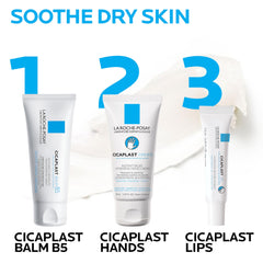 La Roche-Posay Cicaplast lip balm applied to lips demonstrating soothing benefit