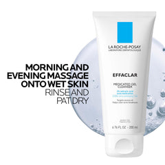 La Roche-Posay application on wet face illustrating gentle massage and cleansing