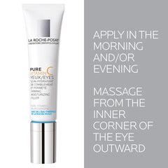 La Roche-Posay eye cream held in hand to show size and easy daily application
