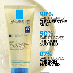La Roche-Posay pouring cleansing oil into hand for easy activation and mild wash
