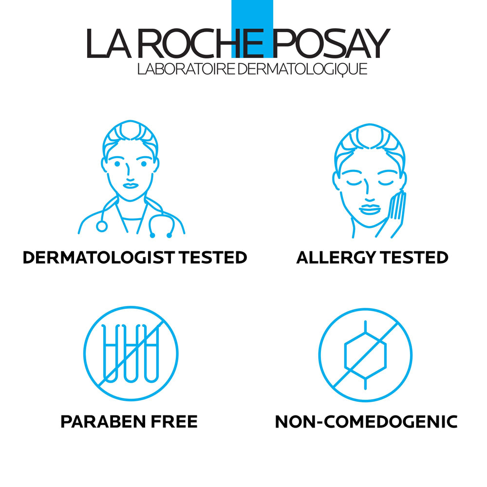 La Roche-Posay placed on bathroom shelf illustrating routine integration benefit