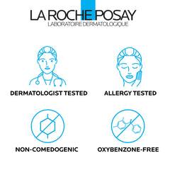 La Roche-Posay 40ml tube next to common items showing travel-friendly size