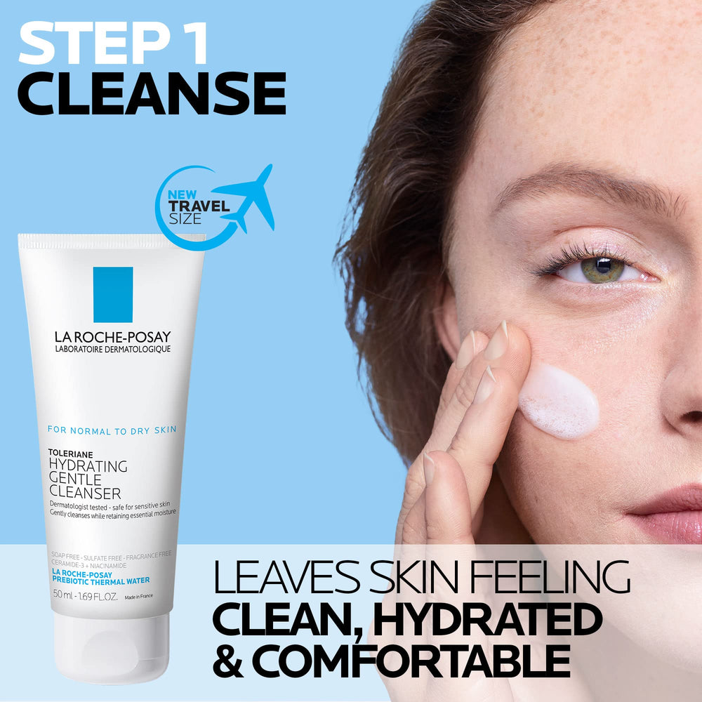 La Roche-Posay Toleriane cleanser front label highlighting gentle hydration benefit