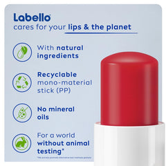 Labello cherry open cap top view revealing secure packaging benefit
