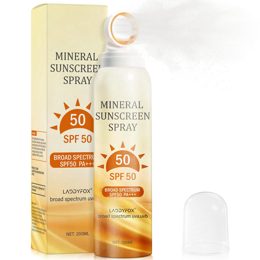 LADDYFOX front canister showing SPF 50 protection and compact design benefits