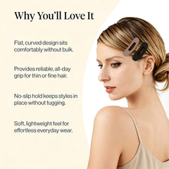 Lahnie clip holding half-up hairstyle demonstrating secure hold and neat finish