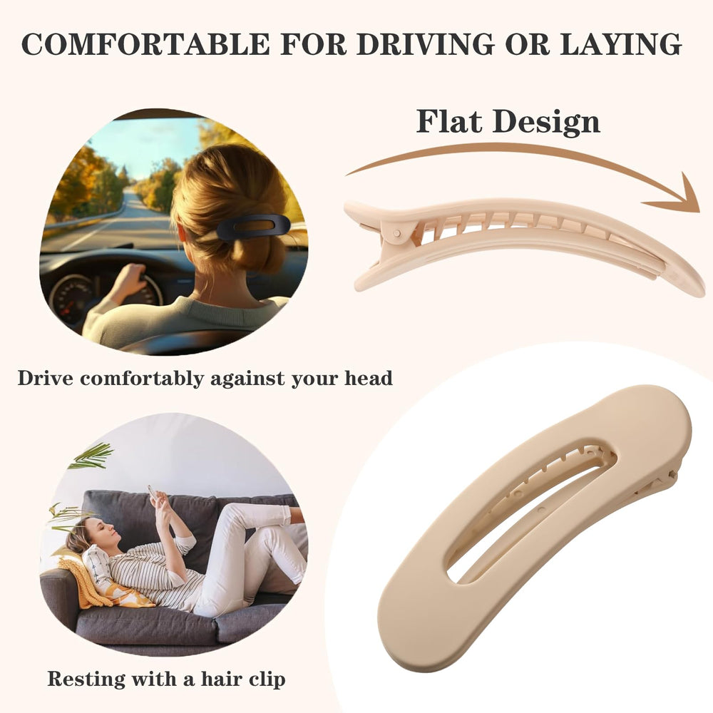 Lahnie clip worn in a half-up style offering comfortable crease-free hold