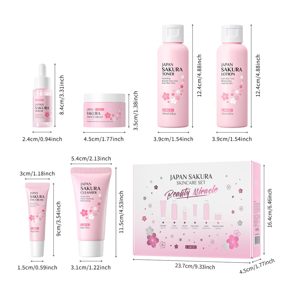 LAIKOU sakura set arranged on bathroom vanity to show daily routine lifestyle use