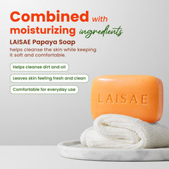 LAISAE close-up of soap texture highlighting gentle exfoliating beads