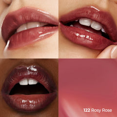 Laka swatch on hand demonstrating buildable rosyrose color payoff