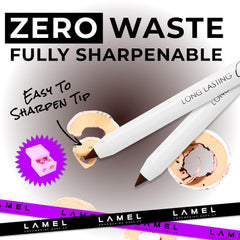 Lamel pencil in use applying eyeliner for smudge-proof definition