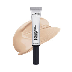 Lamel primer staged with eyeshadow palettes showing enhanced color payoff benefit