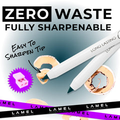 Hand holding Lamel Lagoon pencil to show scale and ease of on-the-go touch-ups