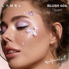 Close-up of Lamel taupe powder pan highlighting smooth baked texture
