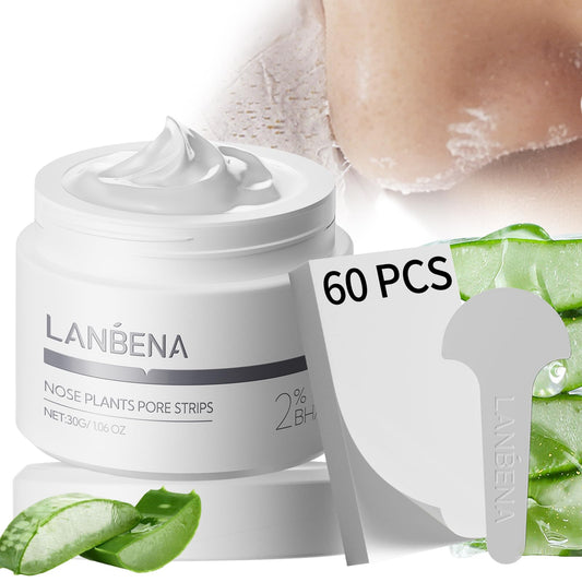 LANBENA front packaging showing 60 strips and benefits for clearer pores