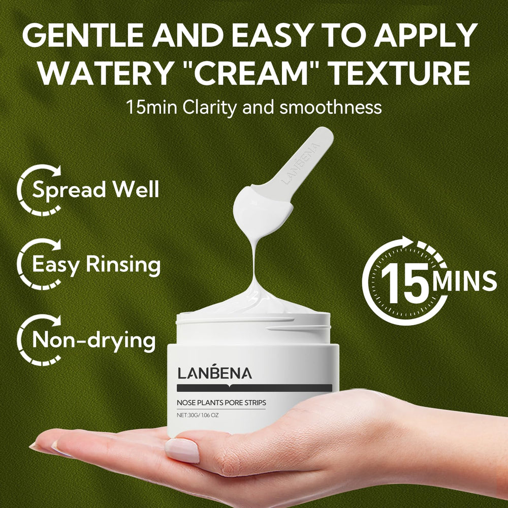 LANBENA size comparison with hand illustrating compact 30g bottle portability