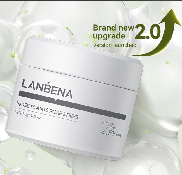 LANBENA strip applied to nose demonstrating easy at-home pore treatment