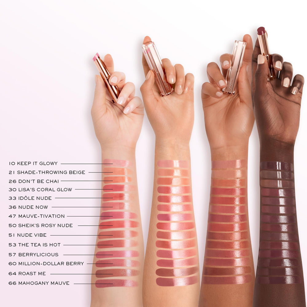 Before and after lips with Lancôme Butterglow showing smoother, glossier lips benefit