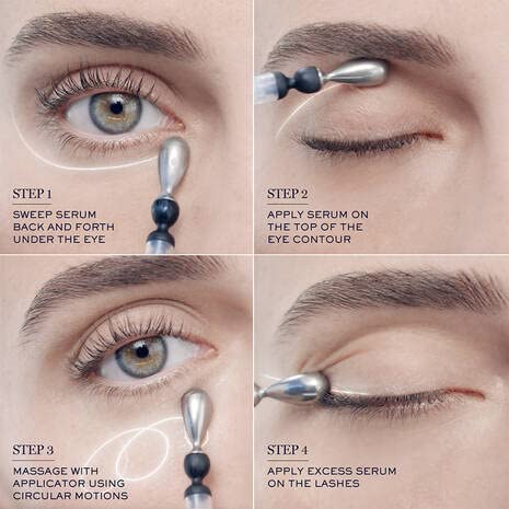 Lancôme serum applied under eye during morning routine to reduce puffiness
