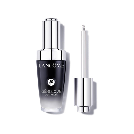 Lancôme Génifique bottle front view showing elegant packaging and repair benefit