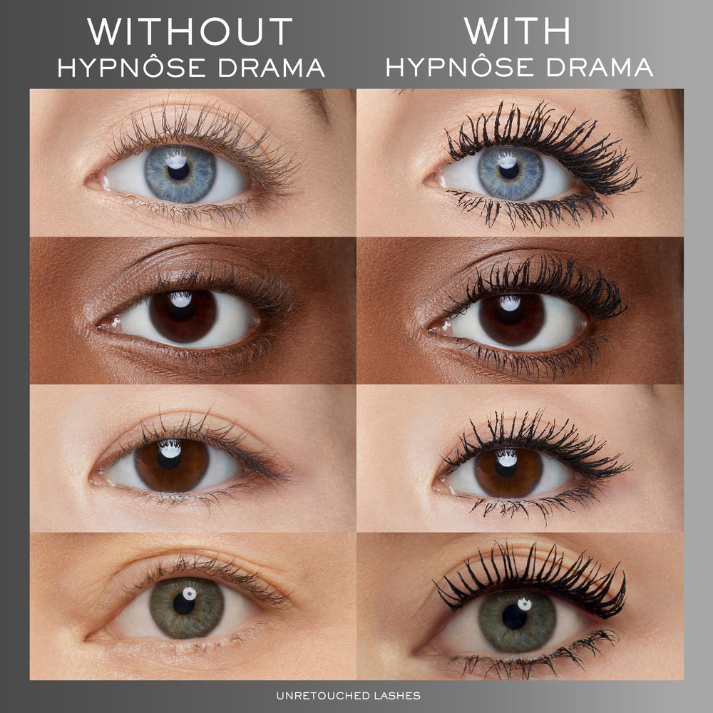 Lancôme Hypnôse Drama model before and after for dramatic transformation