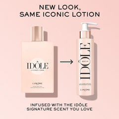 Lancôme Idôle Body Up label detail highlighting Idôle signature scent and fragrance boost
