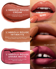 Lancôme on-model evening makeup illustrating luminous finish and long-lasting color