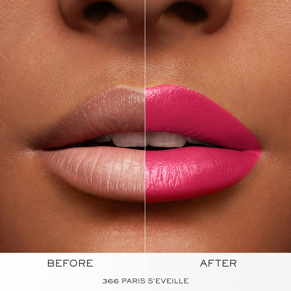 Lancôme lifestyle evening look with lips wearing shade, adding sophisticated polish.