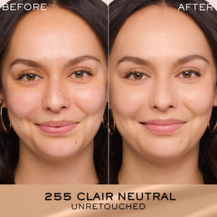 Lancôme texture swipe showing hydrating, buildable coverage benefit