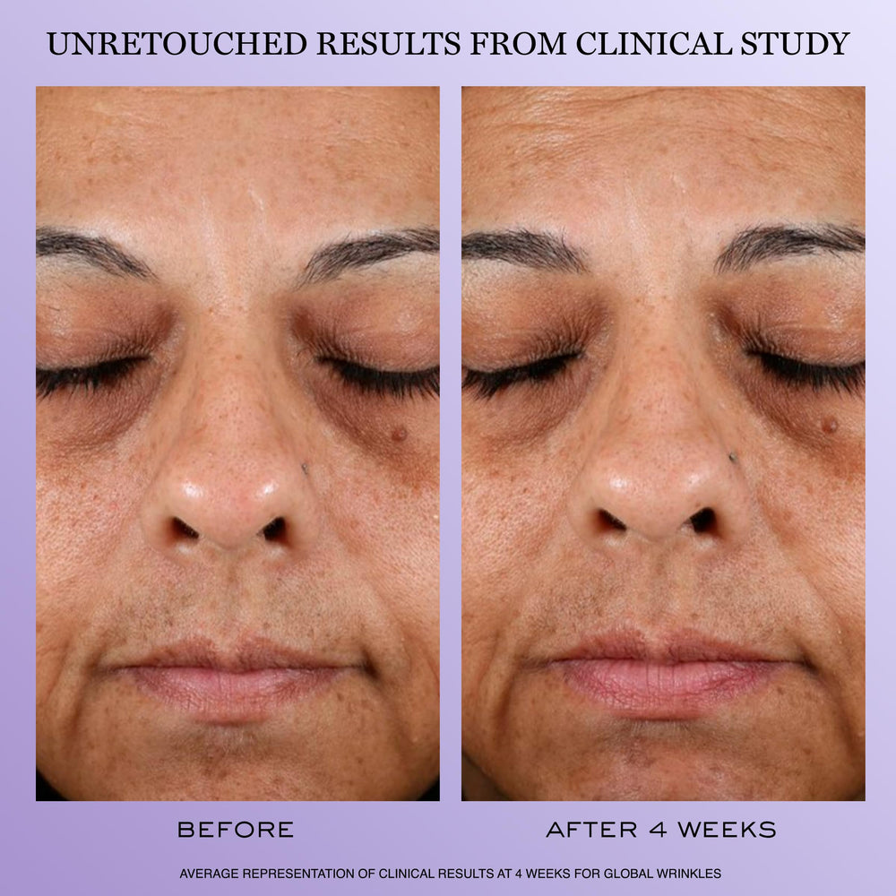 Lancôme ingredient layout with hyaluronic acid, niacinamide and peptides highlighted