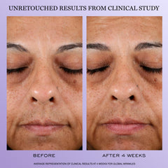 Lancôme ingredient layout with hyaluronic acid, niacinamide and peptides highlighted