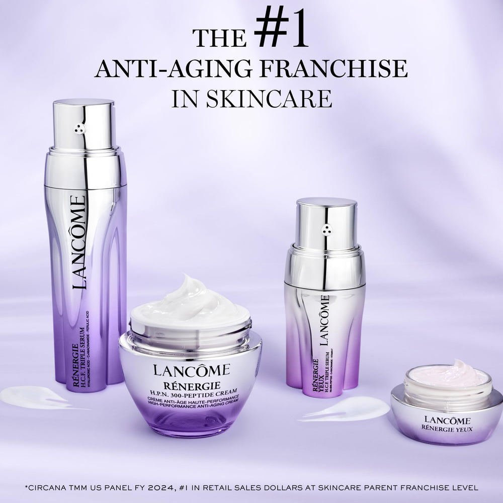 Lancôme jar staged with mirror and makeup showing daytime routine compatibility