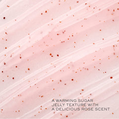 Lancôme close-up of scrub texture with visible sugar grains, shows gentle polish benefit