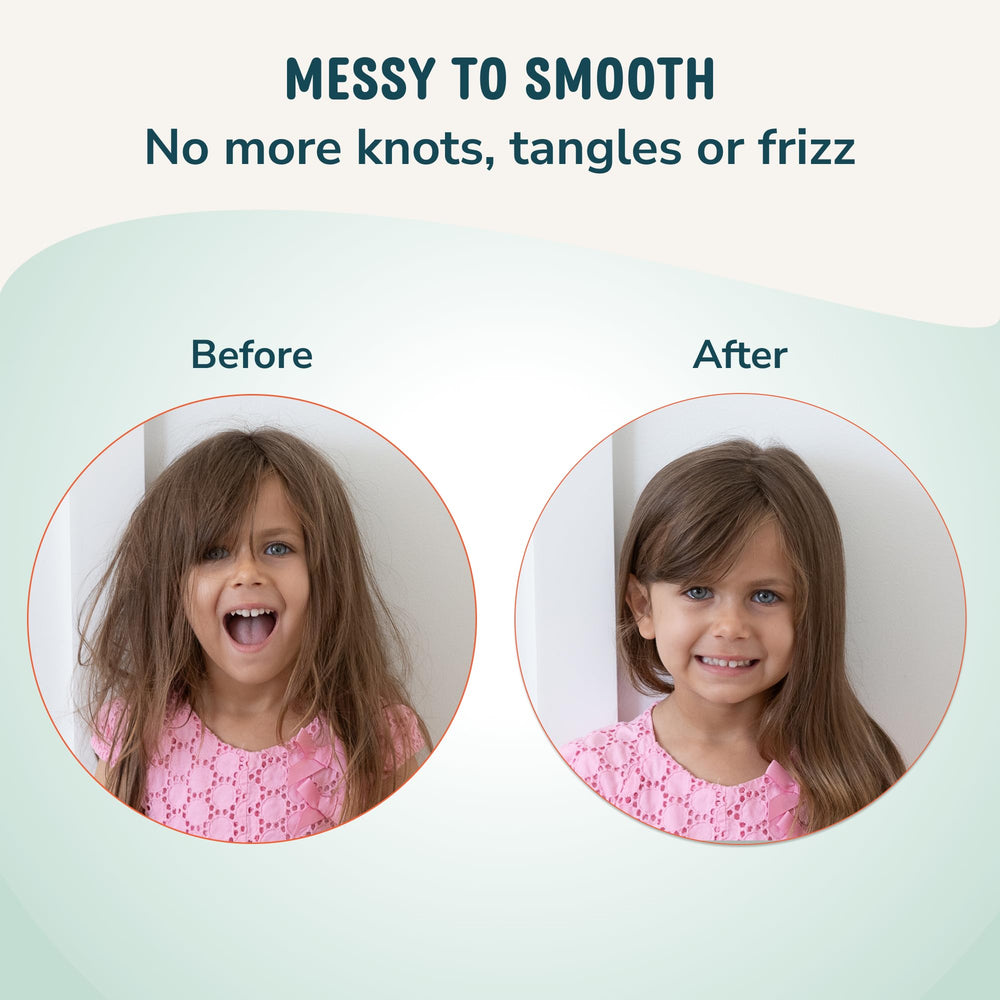 LANE & CO. before and after hair comparison showing reduced tangles