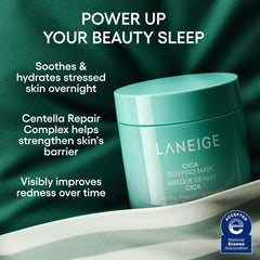 LANEIGE open jar top view revealing balm-cream consistency and calming benefit