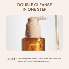 LANEIGE removing mascara and sunscreen to show fast, thorough makeup removal