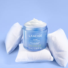 LANEIGE applying gel to cheek illustrating easy overnight use