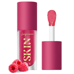 LANGMANNI front packaging showing sleek raspberry lip oil benefits