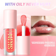 LANGMANNI lip oil beside coin showing compact size and easy portability